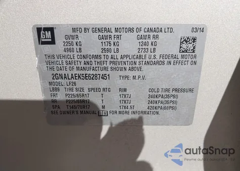 2014 Chevrolet Equinox Ls z USA, uszkodzony, nr VIN 2GNALAEK5E6287451